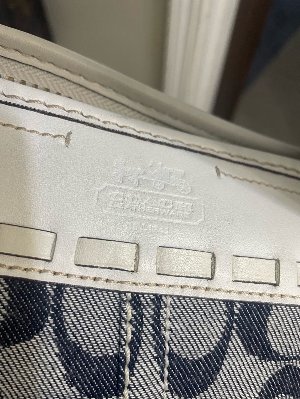 Coach Navy and Cream Signature Shoulder Bag - Picture 9 of 11